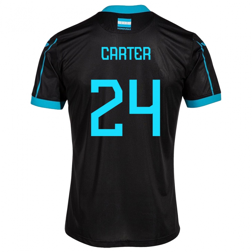 Niño Camiseta Honduras Daniel Carter #24 Negro 2ª Equipación 24-26 La Camisa Chile