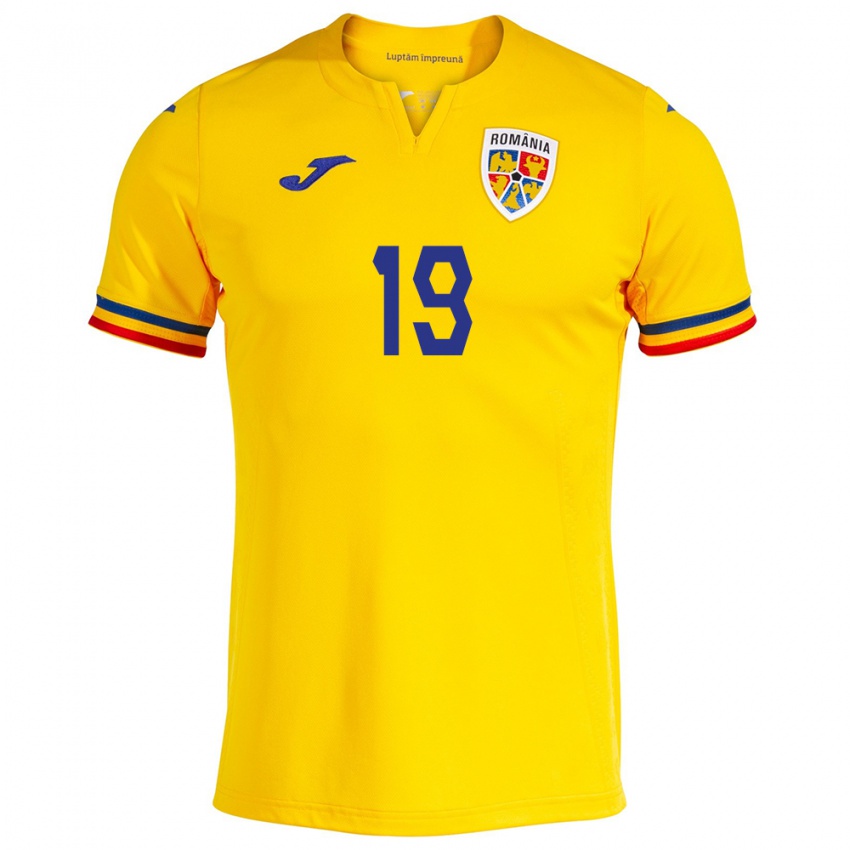 Hombre Camiseta Rumania Olga Iordăchiuși #19 Amarillo 1ª Equipación 24-26 La Camisa Chile