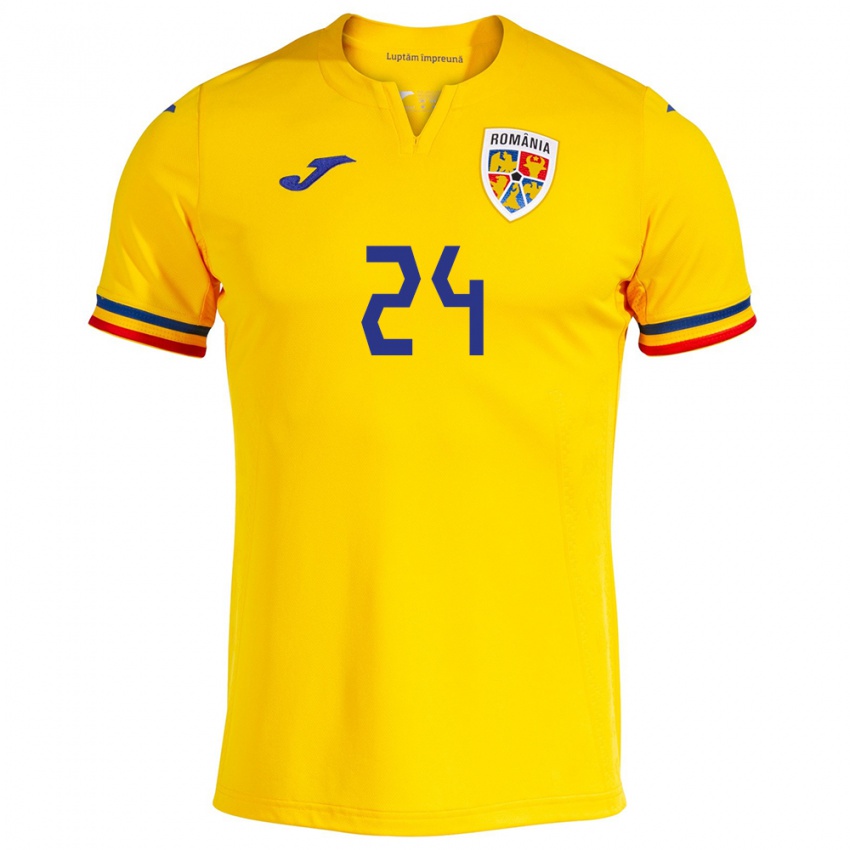 Hombre Camiseta Rumania Botond Gergely #24 Amarillo 1ª Equipación 24-26 La Camisa Chile