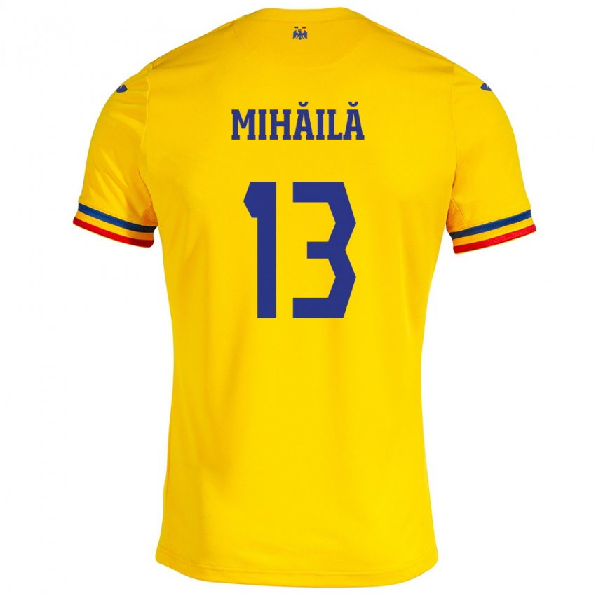 Hombre Camiseta Rumania Valentin Mihăilă #13 Amarillo 1ª Equipación 24-26 La Camisa Chile