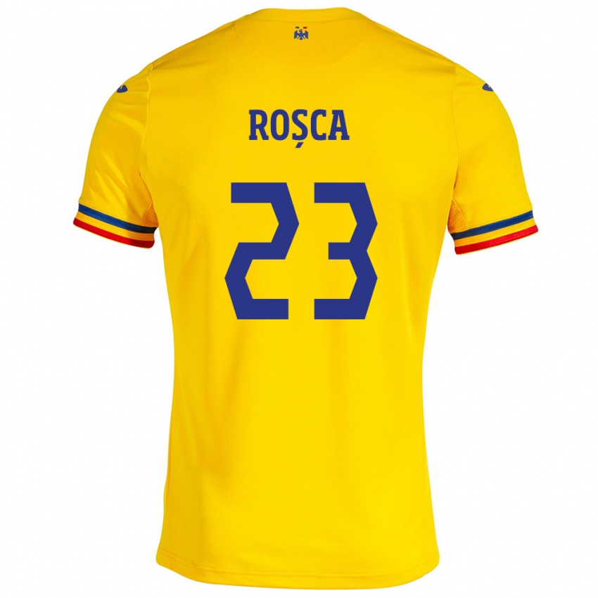 Hombre Camiseta Rumania Alexandru Roșca #23 Amarillo 1ª Equipación 24-26 La Camisa Chile