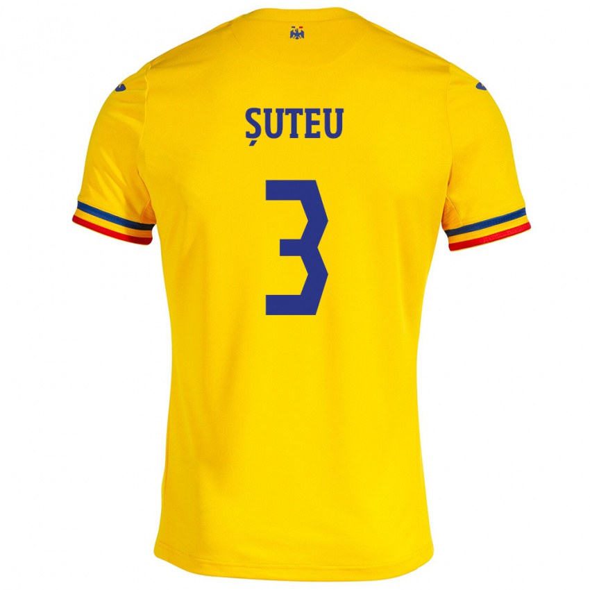 Hombre Camiseta Rumania Alexandru Șuteu #3 Amarillo 1ª Equipación 24-26 La Camisa Chile