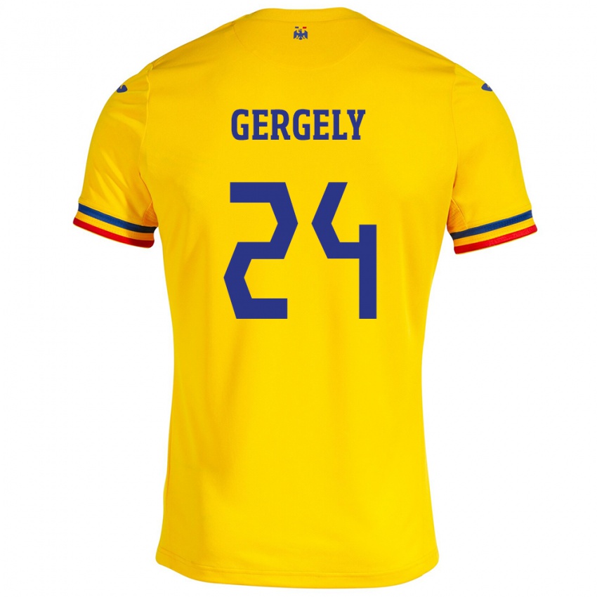 Hombre Camiseta Rumania Botond Gergely #24 Amarillo 1ª Equipación 24-26 La Camisa Chile