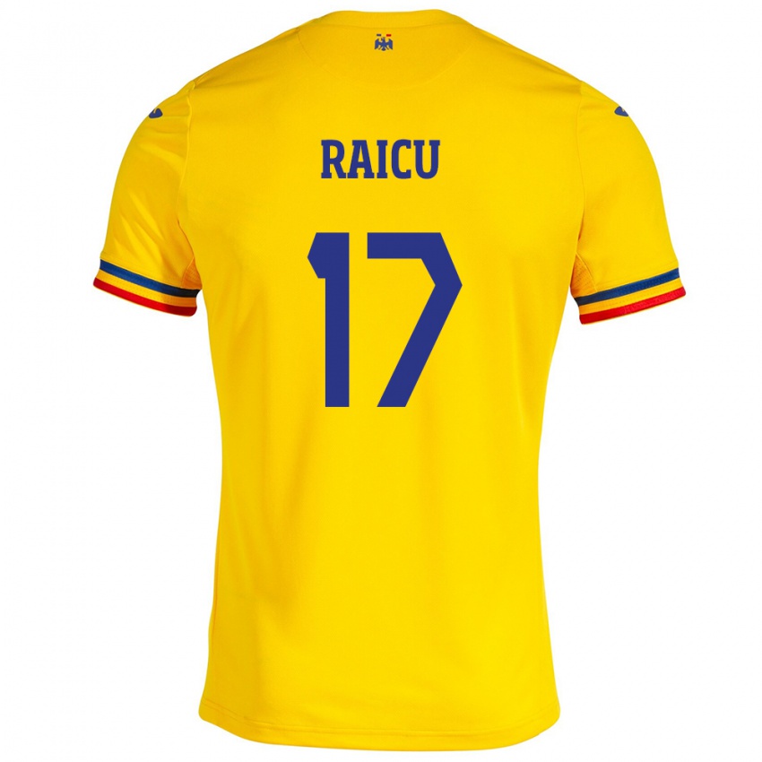 Hombre Camiseta Rumania Alin Raicu #17 Amarillo 1ª Equipación 24-26 La Camisa Chile