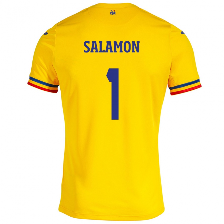 Hombre Camiseta Rumania Szidonia Salamon #1 Amarillo 1ª Equipación 24-26 La Camisa Chile