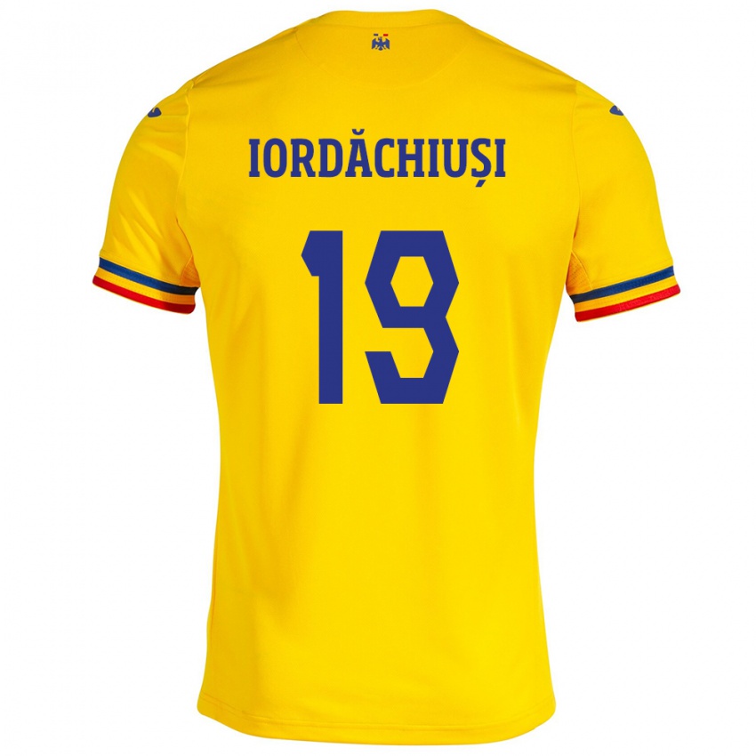 Hombre Camiseta Rumania Olga Iordăchiuși #19 Amarillo 1ª Equipación 24-26 La Camisa Chile