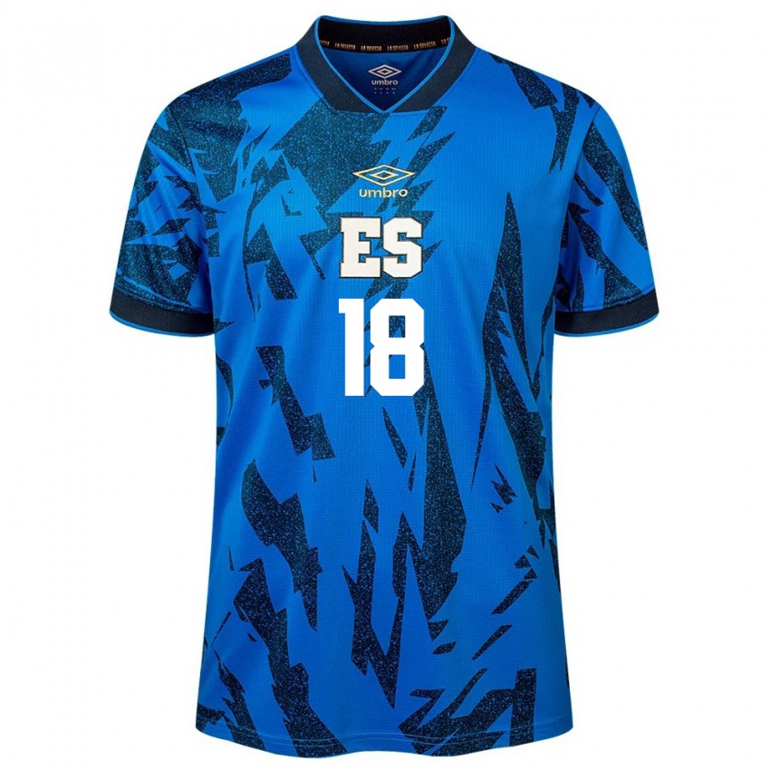 Hombre Camiseta El Salvador Samantha Valadez #18 Azul 1ª Equipación 24-26 La Camisa Chile