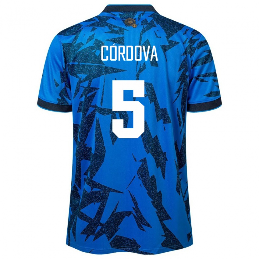 Hombre Camiseta El Salvador Edwin Córdova #5 Azul 1ª Equipación 24-26 La Camisa Chile