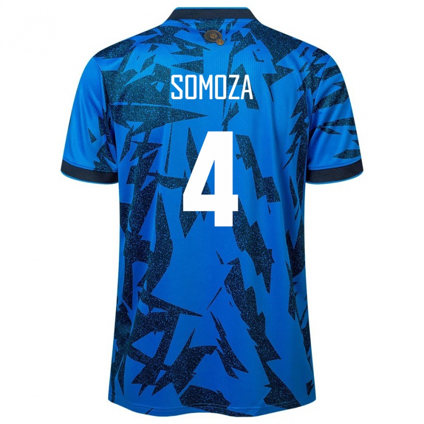 Hombre Camiseta El Salvador Néstor Somoza #4 Azul 1ª Equipación 24-26 La Camisa Chile