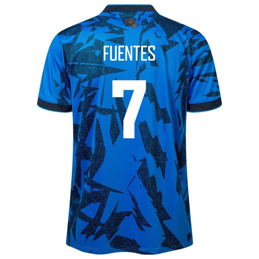 Hombre Camiseta El Salvador Danielle Fuentes #7 Azul 1ª Equipación 24-26 La Camisa Chile