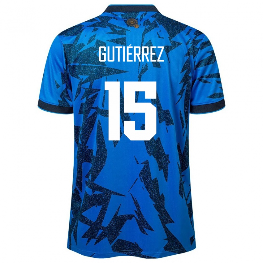 Hombre Camiseta El Salvador Danya Gutiérrez #15 Azul 1ª Equipación 24-26 La Camisa Chile