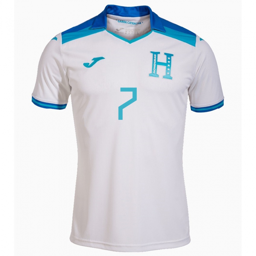 Hombre Camiseta Honduras José Pinto #7 Blanco 1ª Equipación 24-26 La Camisa Chile