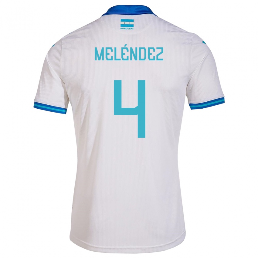 Hombre Camiseta Honduras Carlos Meléndez #4 Blanco 1ª Equipación 24-26 La Camisa Chile