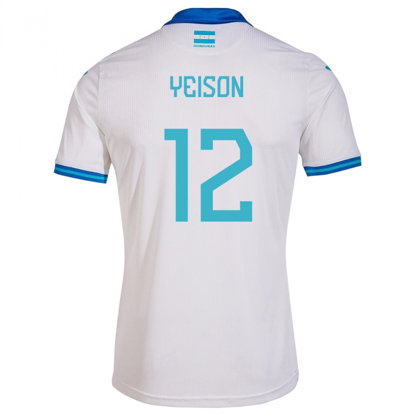 Hombre Camiseta Honduras Yeison Mejía #12 Blanco 1ª Equipación 24-26 La Camisa Chile