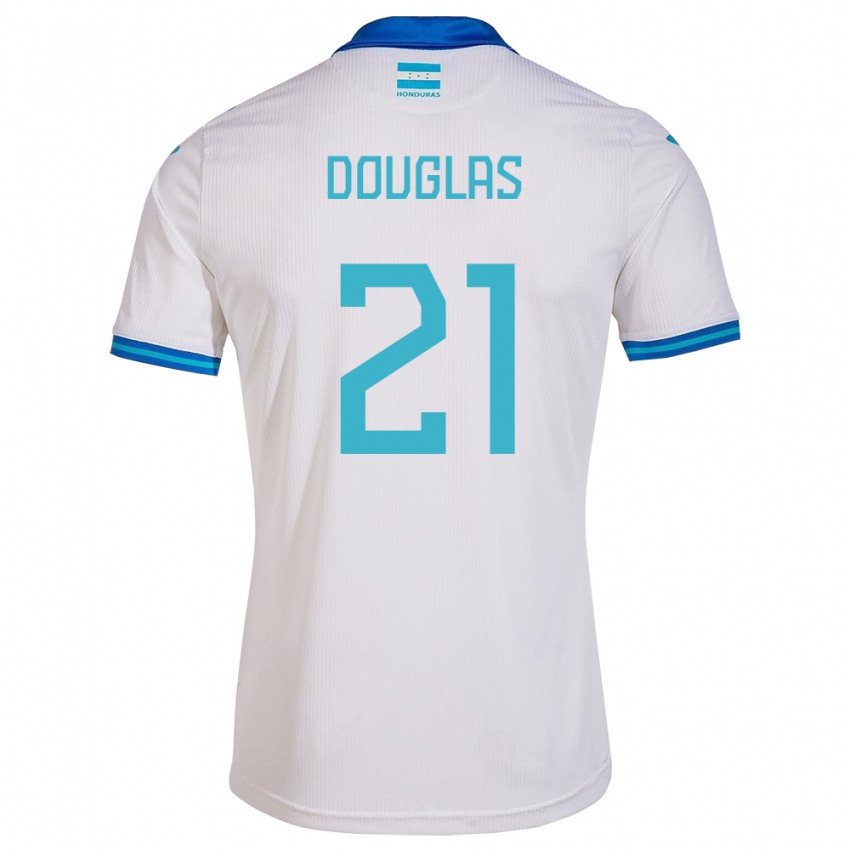 Hombre Camiseta Honduras Douglas Martínez #21 Blanco 1ª Equipación 24-26 La Camisa Chile