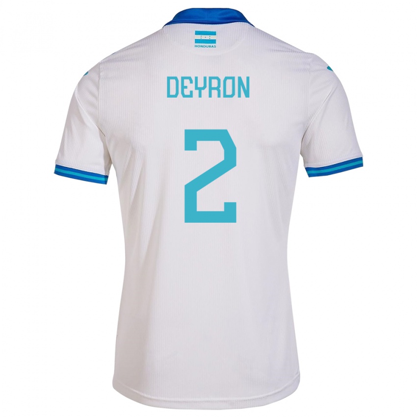 Hombre Camiseta Honduras Deyron Martínez #2 Blanco 1ª Equipación 24-26 La Camisa Chile