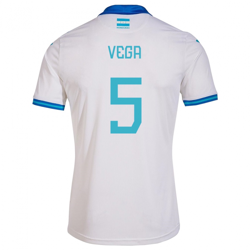 Hombre Camiseta Honduras Luis Vega #5 Blanco 1ª Equipación 24-26 La Camisa Chile