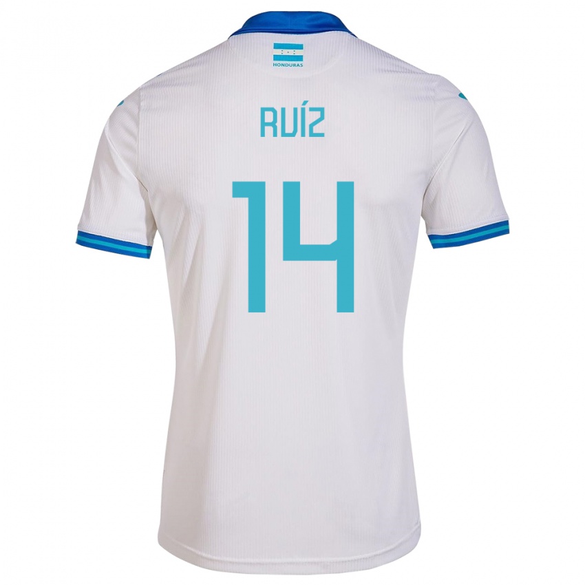 Hombre Camiseta Honduras David Ruíz #14 Blanco 1ª Equipación 24-26 La Camisa Chile