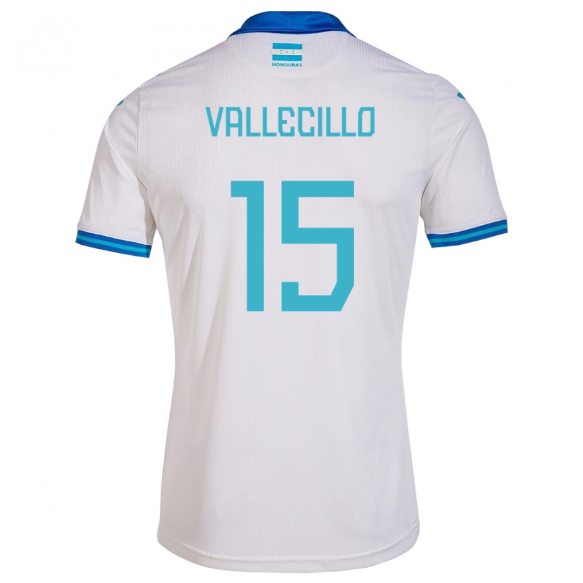 Hombre Camiseta Honduras Eric Vallecillo #15 Blanco 1ª Equipación 24-26 La Camisa Chile