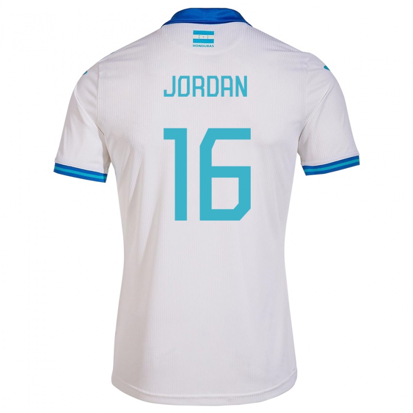 Hombre Camiseta Honduras Jordan García #16 Blanco 1ª Equipación 24-26 La Camisa Chile