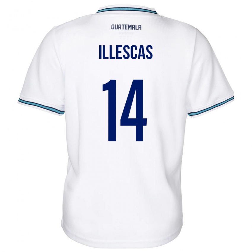 Hombre Camiseta Guatemala Kevin Illescas #14 Blanco 1ª Equipación 24-26 La Camisa Chile