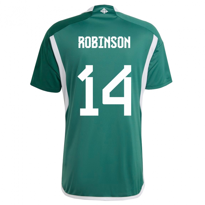 Hombre Camiseta Irlanda Del Norte Darren Robinson #14 Verde 1ª Equipación 24-26 La Camisa Chile