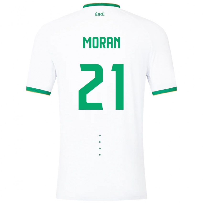 Hombre Camiseta Irlanda Andy Moran #21 Blanco 2ª Equipación 24-26 La Camisa Chile