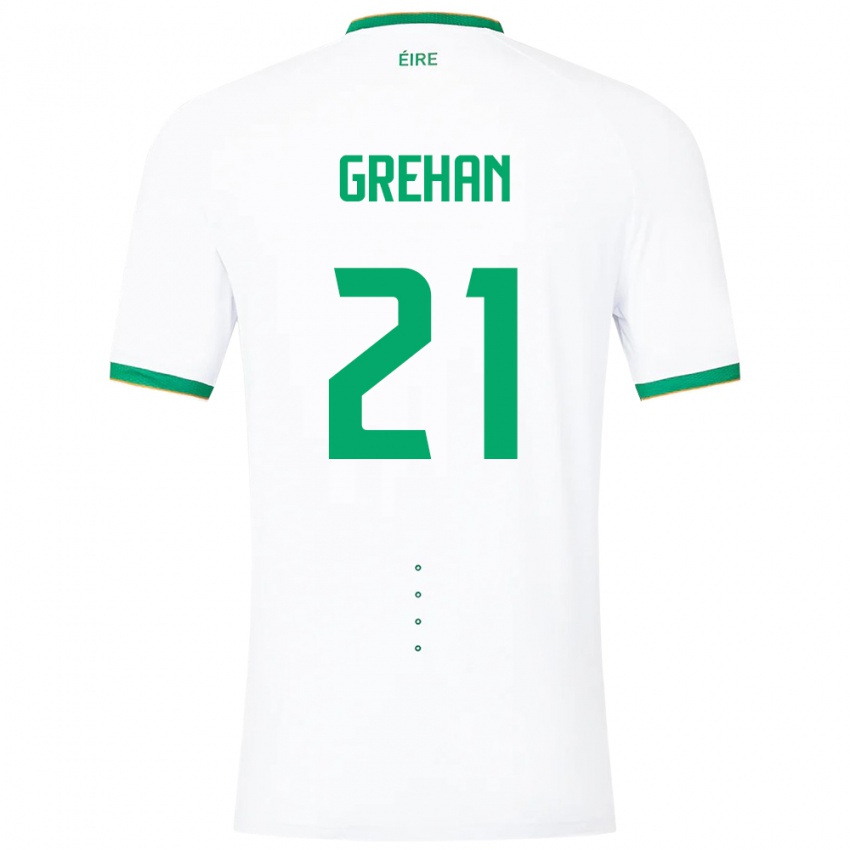 Hombre Camiseta Irlanda Sean Grehan #21 Blanco 2ª Equipación 24-26 La Camisa Chile