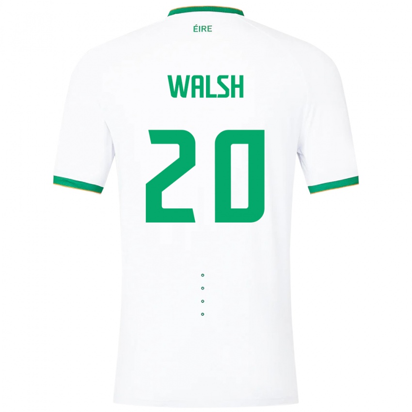 Hombre Camiseta Irlanda Claire Walsh #20 Blanco 2ª Equipación 24-26 La Camisa Chile