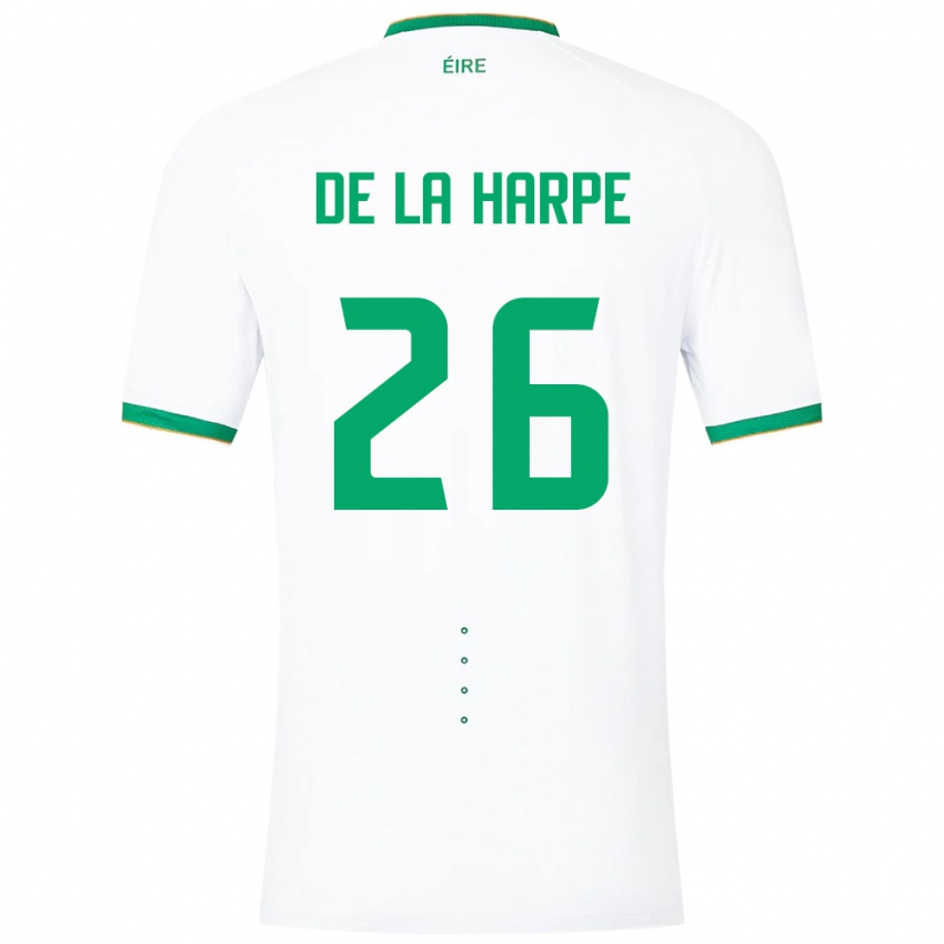 Hombre Camiseta Irlanda Deborah-Anne De La Harpe #26 Blanco 2ª Equipación 24-26 La Camisa Chile