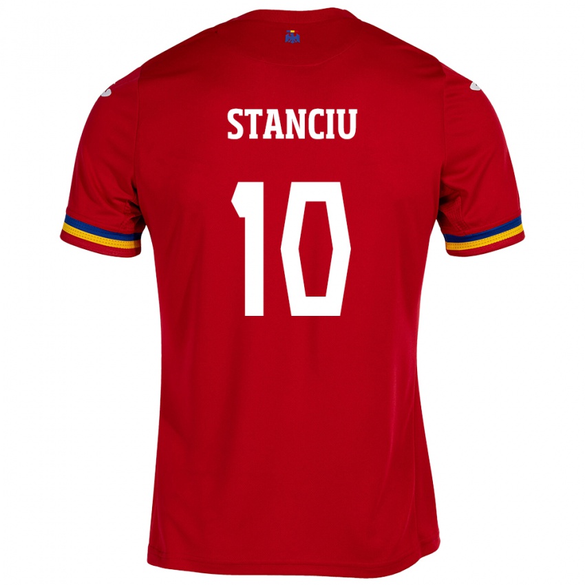 Hombre Camiseta Rumania Nicolae Stanciu #10 Rojo 2ª Equipación 24-26 La Camisa Chile