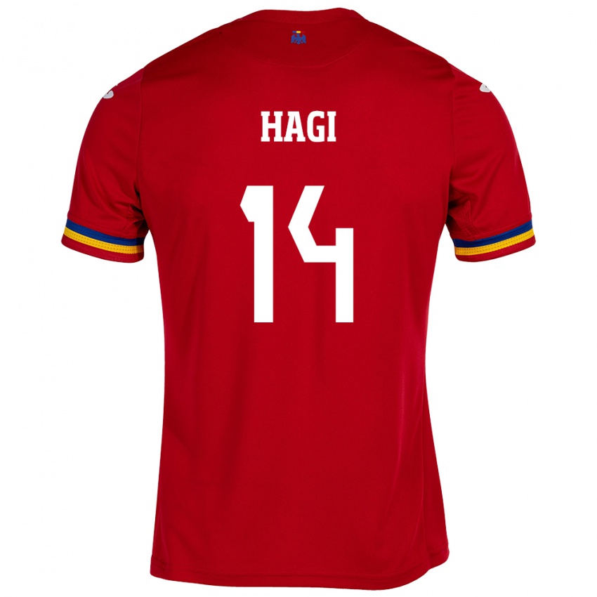 Hombre Camiseta Rumania Ianis Hagi #14 Rojo 2ª Equipación 24-26 La Camisa Chile