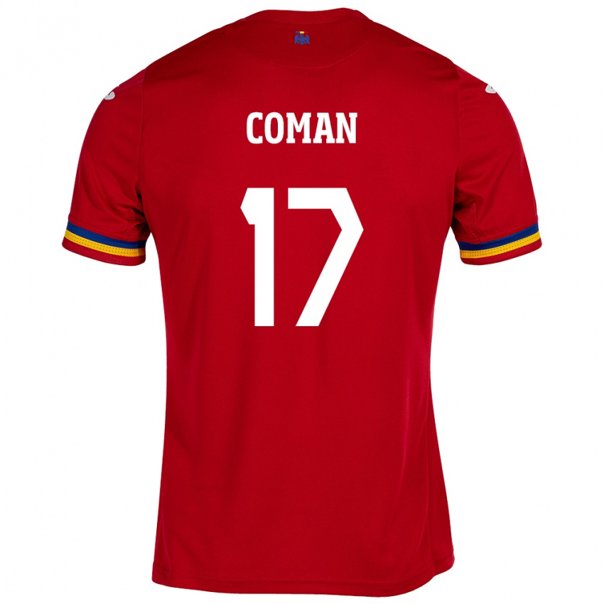 Hombre Camiseta Rumania Florinel Coman #17 Rojo 2ª Equipación 24-26 La Camisa Chile