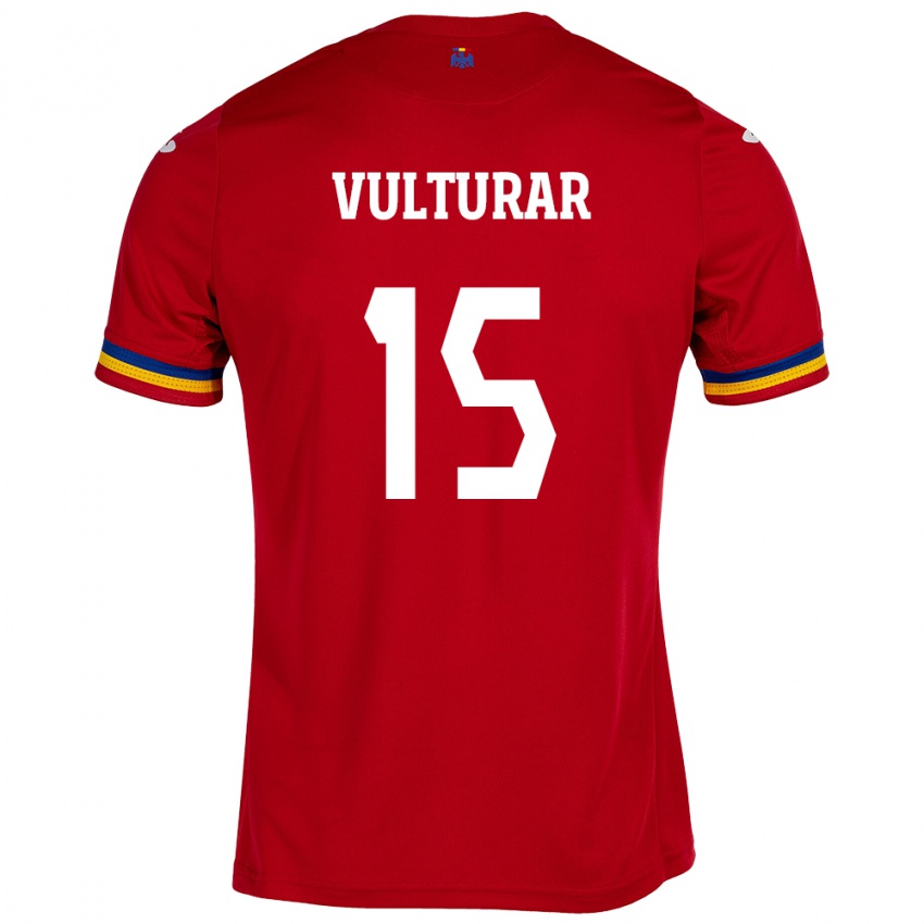 Hombre Camiseta Rumania Cătălin Vulturar #15 Rojo 2ª Equipación 24-26 La Camisa Chile