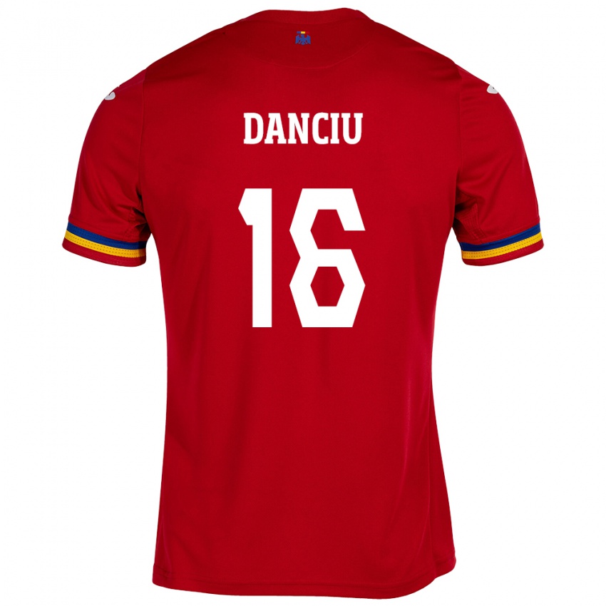 Hombre Camiseta Rumania Marian Danciu #16 Rojo 2ª Equipación 24-26 La Camisa Chile