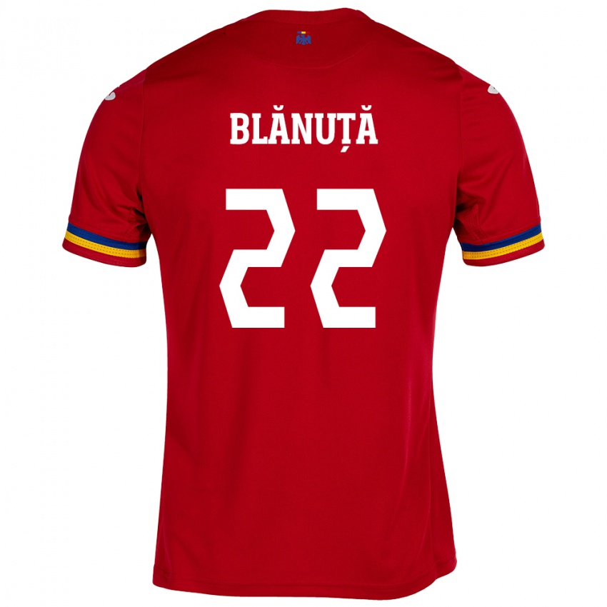 Hombre Camiseta Rumania Vladislav Blănuță #22 Rojo 2ª Equipación 24-26 La Camisa Chile