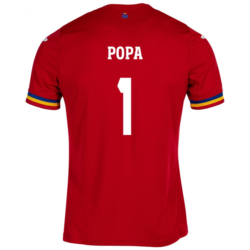 Hombre Camiseta Rumania Robert Popa #1 Rojo 2ª Equipación 24-26 La Camisa Chile