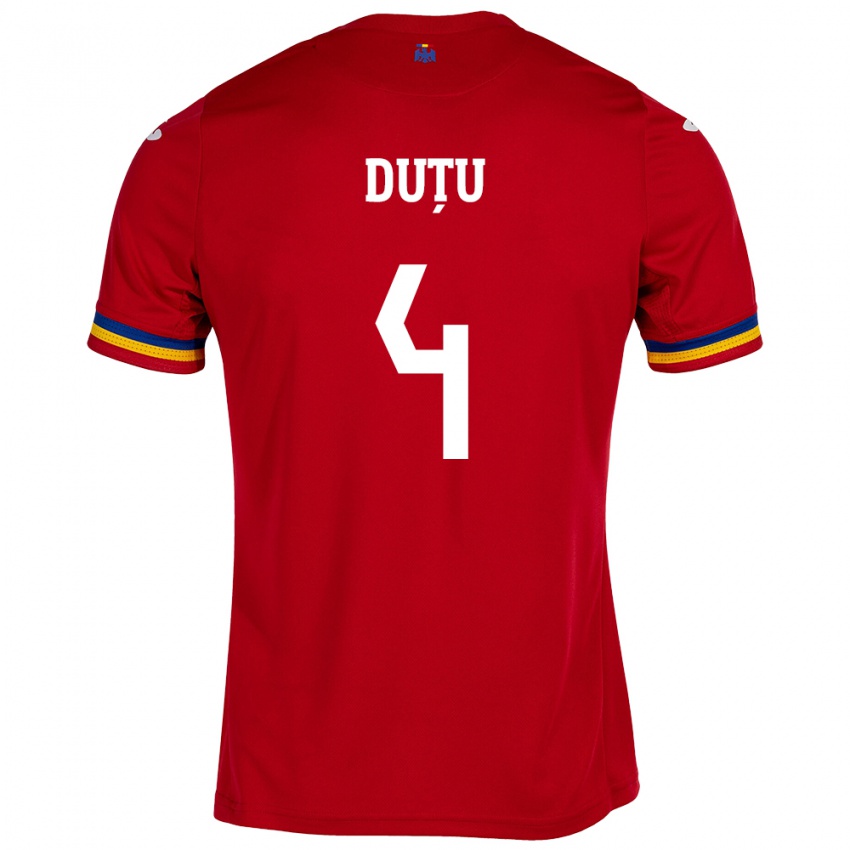 Hombre Camiseta Rumania Ștefan Duțu #4 Rojo 2ª Equipación 24-26 La Camisa Chile