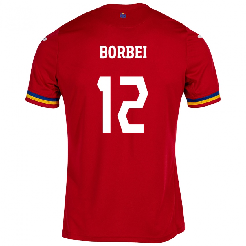 Hombre Camiseta Rumania Alexandru Borbei #12 Rojo 2ª Equipación 24-26 La Camisa Chile