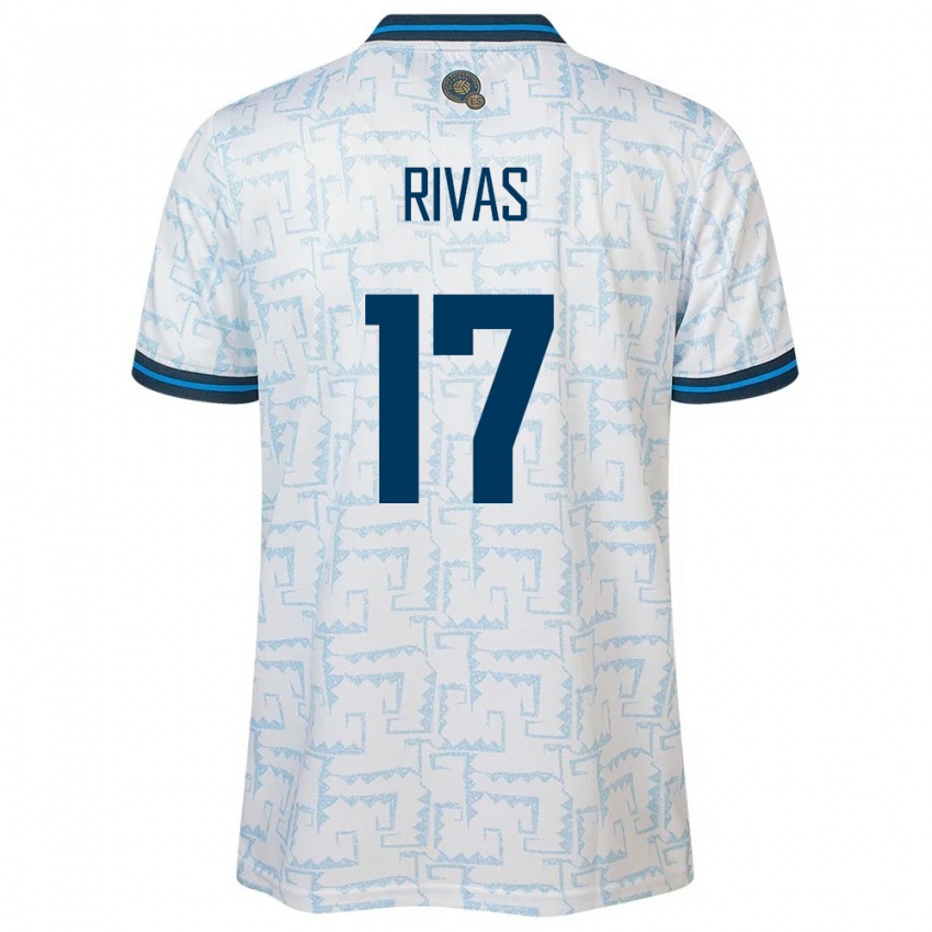 Hombre Camiseta El Salvador Eduardo Rivas #17 Blanco 2ª Equipación 24-26 La Camisa Chile