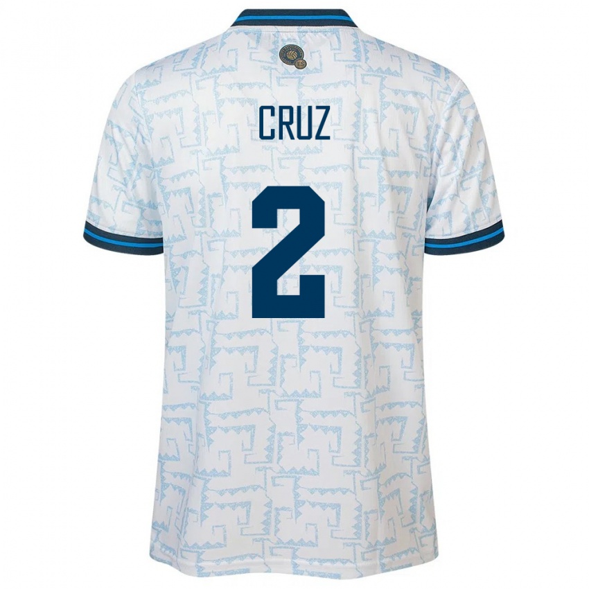 Hombre Camiseta El Salvador Melvin Cruz #2 Blanco 2ª Equipación 24-26 La Camisa Chile