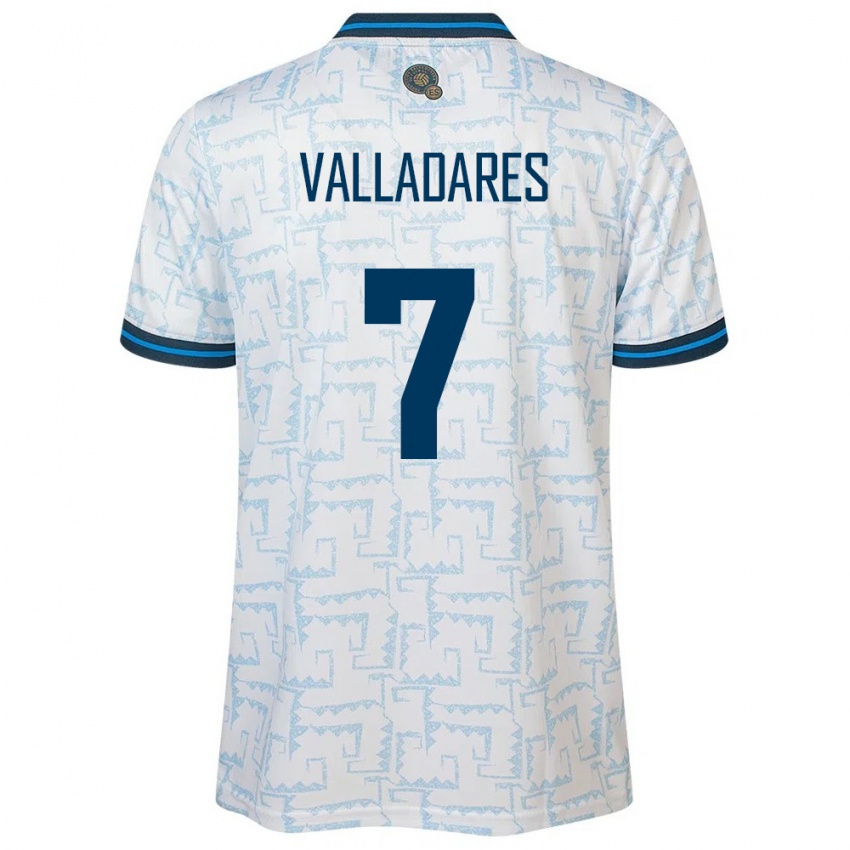 Hombre Camiseta El Salvador Jefferson Valladares #7 Blanco 2ª Equipación 24-26 La Camisa Chile