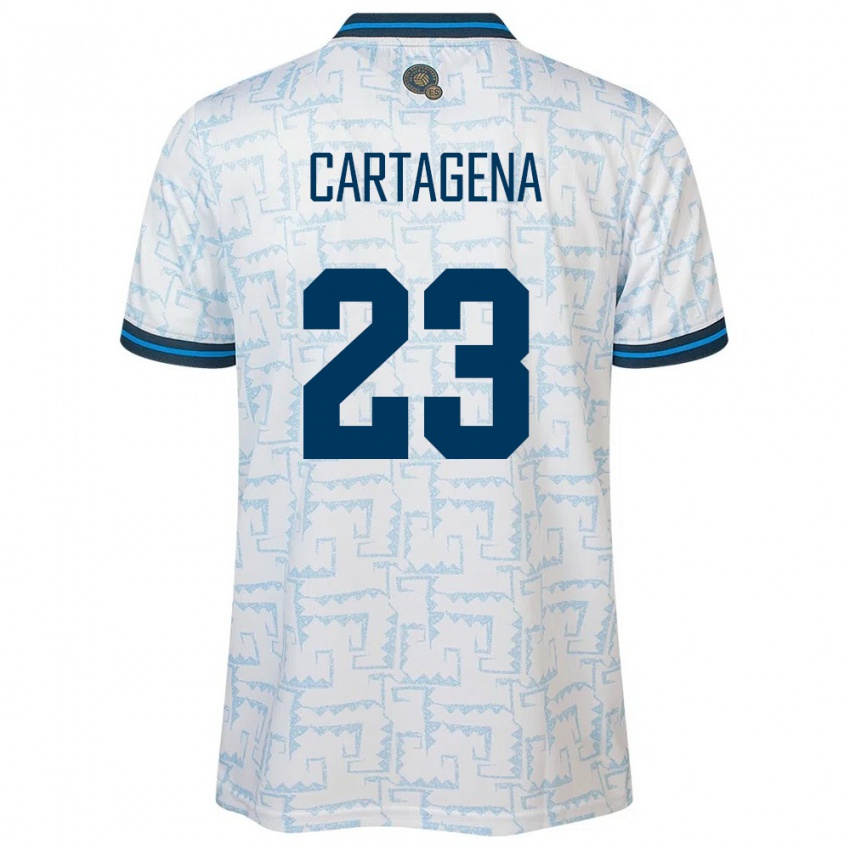 Hombre Camiseta El Salvador Melvin Cartagena #23 Blanco 2ª Equipación 24-26 La Camisa Chile