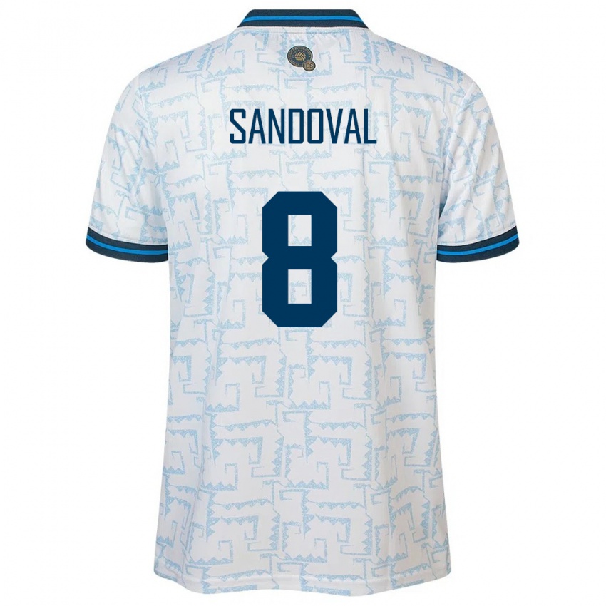 Hombre Camiseta El Salvador Emerson Sandoval #8 Blanco 2ª Equipación 24-26 La Camisa Chile