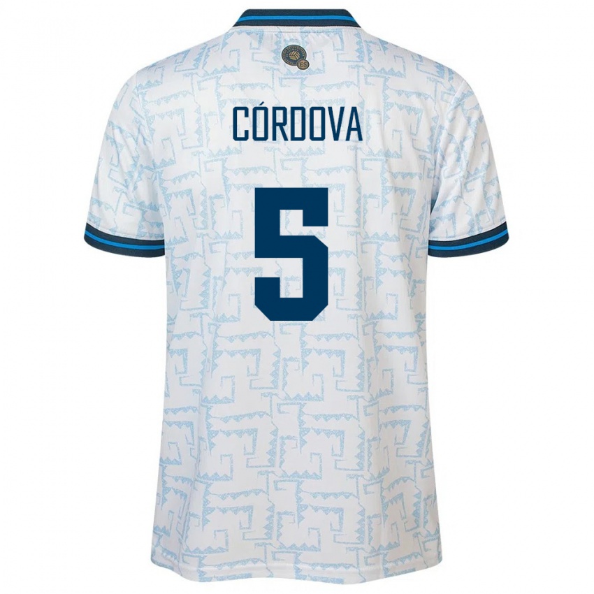 Hombre Camiseta El Salvador Edwin Córdova #5 Blanco 2ª Equipación 24-26 La Camisa Chile