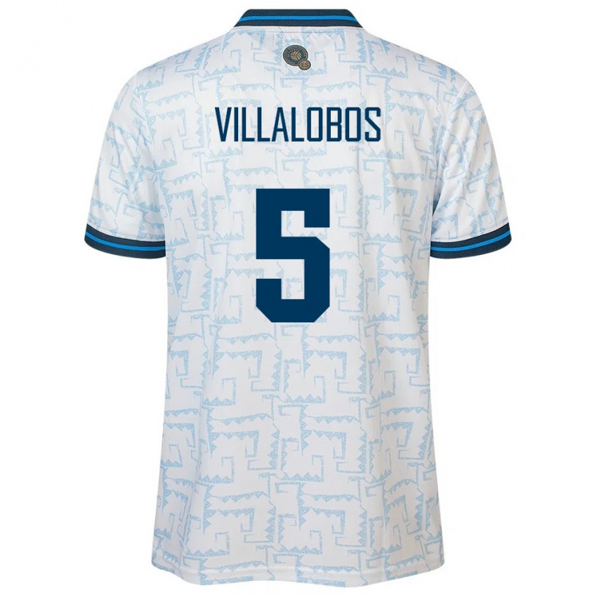 Hombre Camiseta El Salvador Kristian Villalobos #5 Blanco 2ª Equipación 24-26 La Camisa Chile