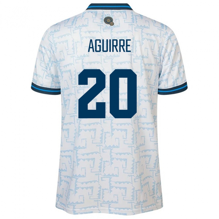 Hombre Camiseta El Salvador Jonathan Aguirre #20 Blanco 2ª Equipación 24-26 La Camisa Chile