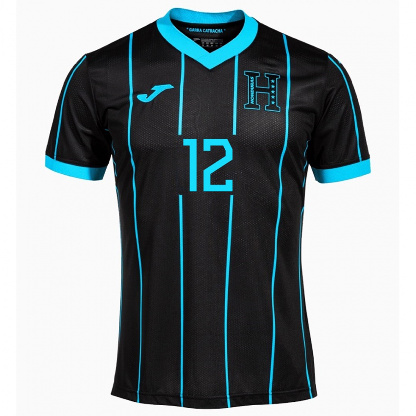 Hombre Camiseta Honduras Yeison Mejía #12 Negro 2ª Equipación 24-26 La Camisa Chile