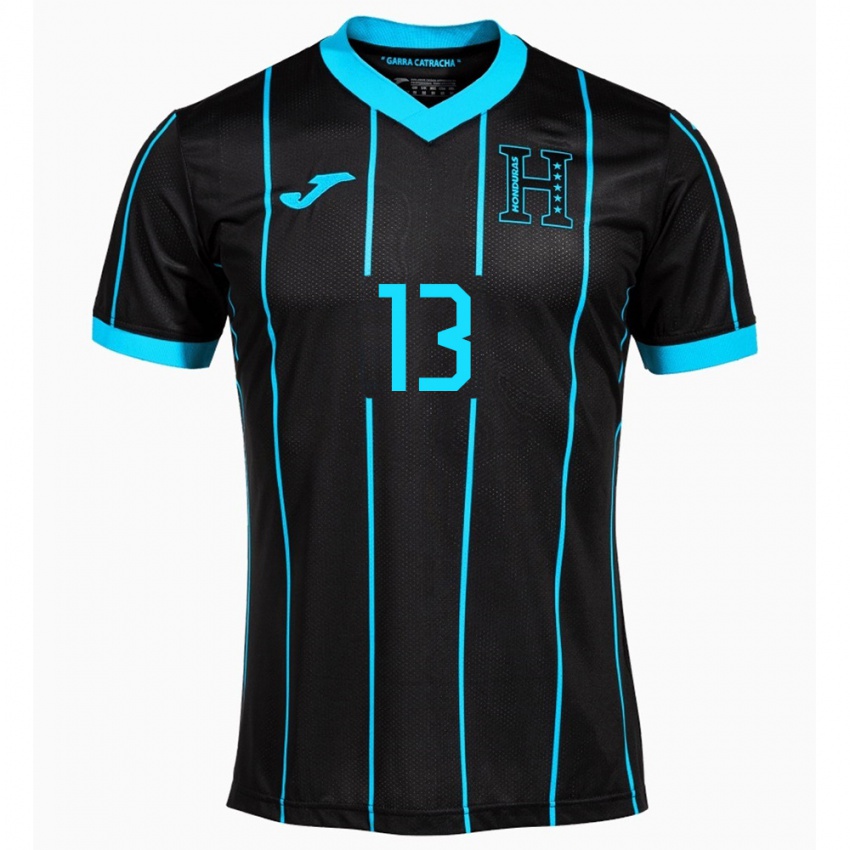 Hombre Camiseta Honduras Marco Aceituno #13 Negro 2ª Equipación 24-26 La Camisa Chile