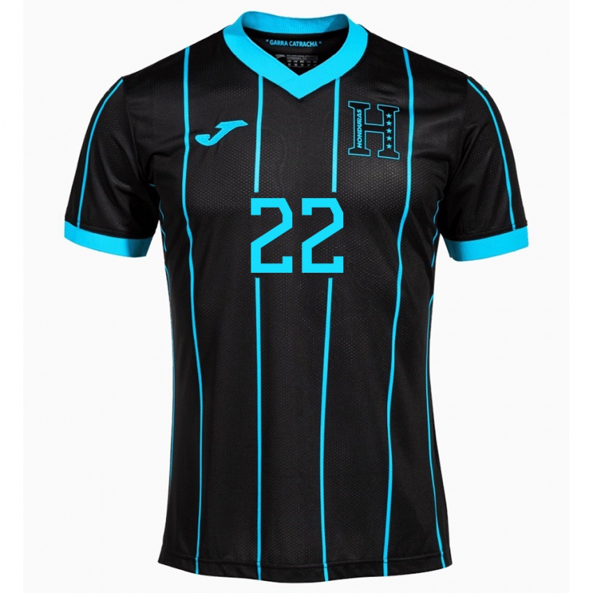 Hombre Camiseta Honduras Luis López #22 Negro 2ª Equipación 24-26 La Camisa Chile